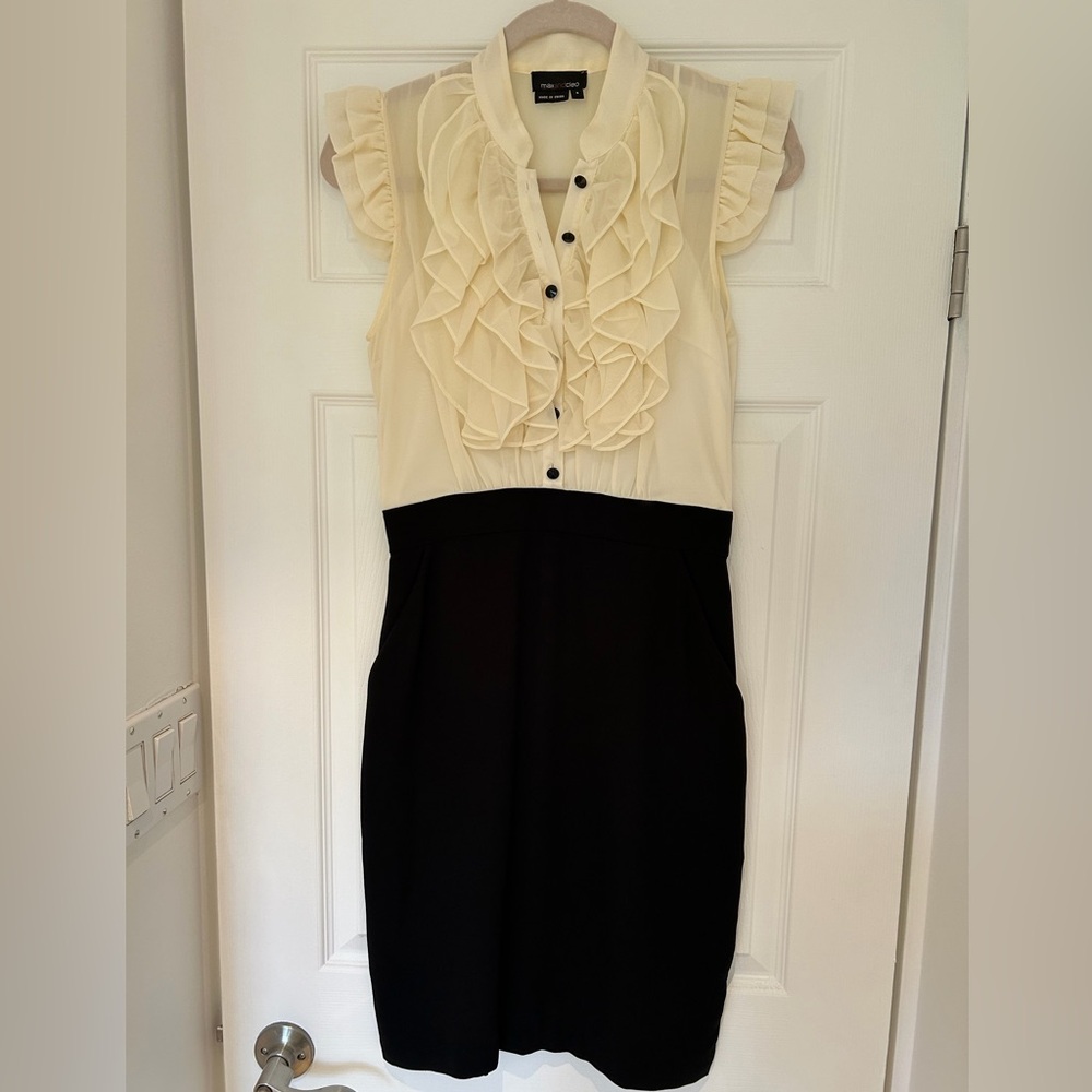 Max & Cleo Cream and Black Midi Dress